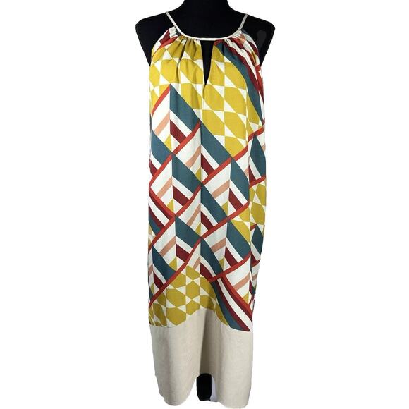 Outback Red Maxi Dress Women's Medium Geo Modern Sundress Beach Vacation Travel - Picture 1 of 11